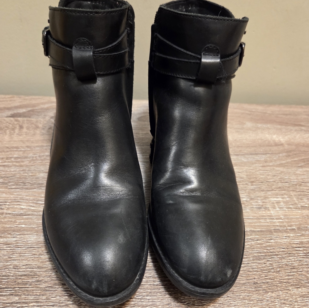 Women’s Black Leather Ankle Boots - Classic Buckle Detail